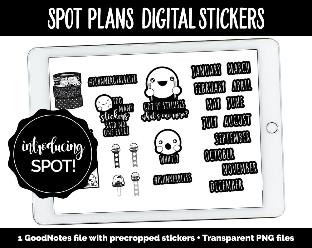 Digital Planning with Spot Stickers | GoodNotes, iPad and Android | Spot, Washi, Stylus, Calendar