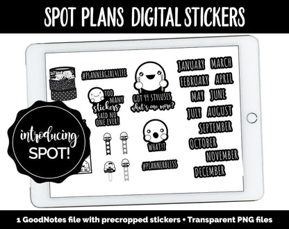 Digital Planning with Spot Stickers | GoodNotes, iPad and Android | Spot, Washi, Stylus, Calendar