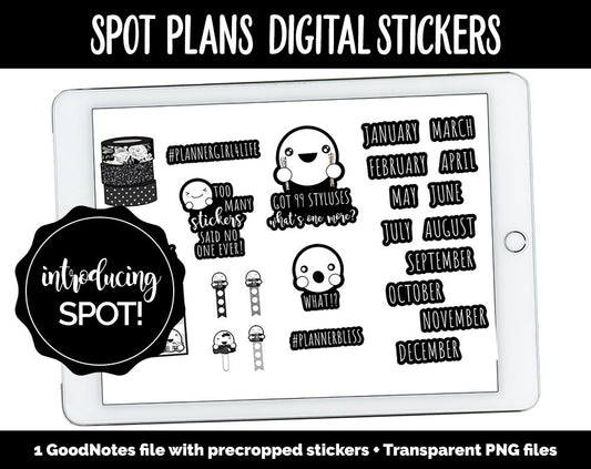 Digital Planning with Spot Stickers | GoodNotes, iPad and Android | Spot, Washi, Stylus, Calendar