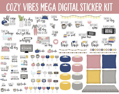 Cozy Vibes Digital Planner Sticker Mega Kit | GoodNotes, iPad and Android | Autumn, October, Self-Care, Hygge, Home