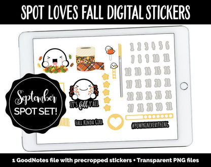 Spot Loves Fall Digital Stickers | GoodNotes, iPad and Android | Spot, Washi, Fineliners, Autumn, October, Calendar