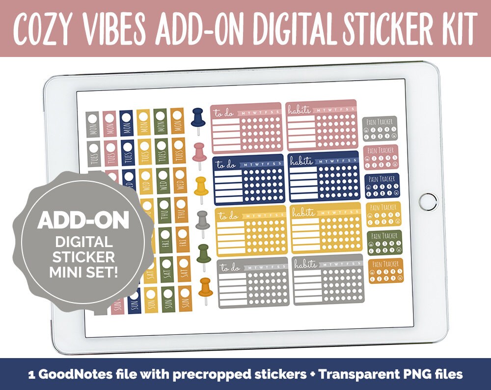 Cozy Vibes Add-On Digital Planner Sticker Mega Kit | GoodNotes, iPad and Android | Autumn, Trackers, To Do, Hobonichi