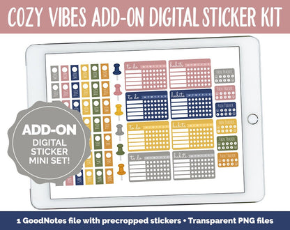 Cozy Vibes Add-On Digital Planner Sticker Mega Kit | GoodNotes, iPad and Android | Autumn, Trackers, To Do, Hobonichi