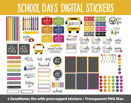 School Days Digital Planner Stickers | GoodNotes, iPad and Android | Back to School