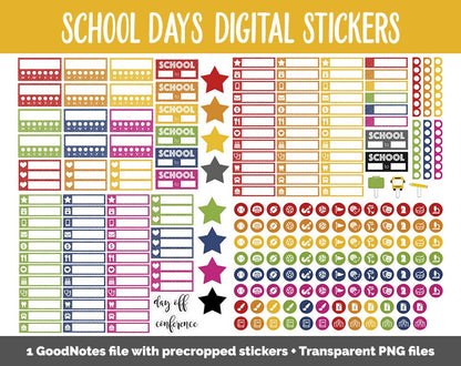 School Days Digital Planner Stickers | GoodNotes, iPad and Android | Back to School