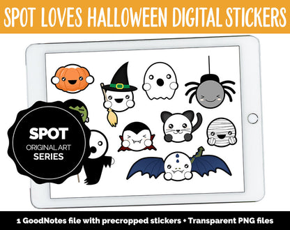 Spot Loves Halloween Digital Stickers | GoodNotes, iPad and Android | Costumes, Candy