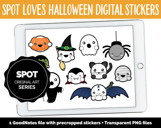 Spot Loves Halloween Digital Stickers | GoodNotes, iPad and Android | Costumes, Candy