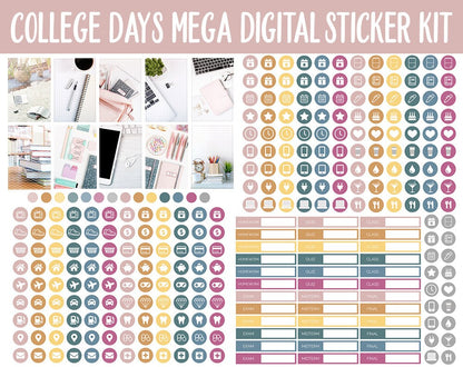 College Days Digital Planner Stickers | GoodNotes, iPad and Android | Trackers, Study, Highlighters, Sticky Notes, Homework