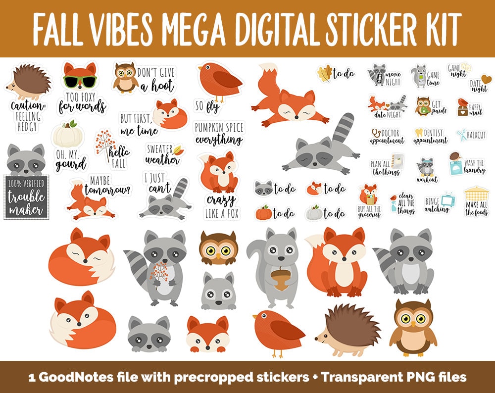 Fall Vibes Digital Planner Sticker Mega Kit | GoodNotes, iPad and Android | Autumn, September