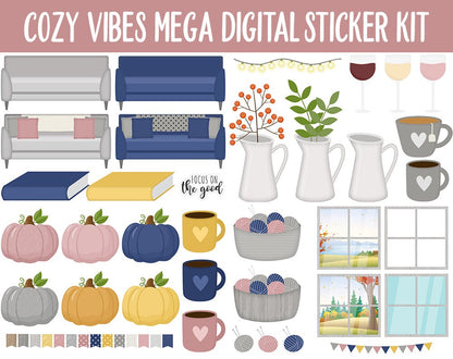 Cozy Vibes Digital Planner Sticker Mega Kit | GoodNotes, iPad and Android | Autumn, October, Self-Care, Hygge, Home