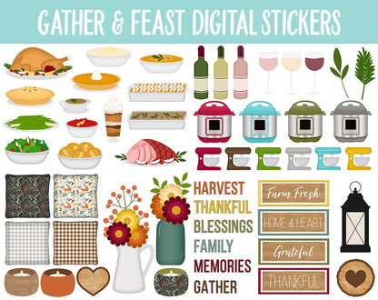 Gather & Feast Digital Stickers | GoodNotes, iPad and Android | Thanksgiving, Food, Instant Pots