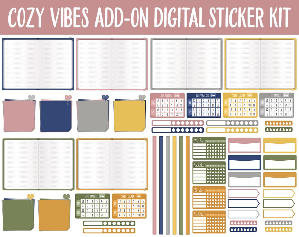 Cozy Vibes Add-On Digital Planner Sticker Mega Kit | GoodNotes, iPad and Android | Autumn, Trackers, To Do, Hobonichi
