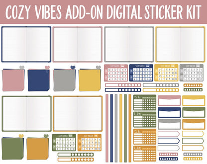 Cozy Vibes Add-On Digital Planner Sticker Mega Kit | GoodNotes, iPad and Android | Autumn, Trackers, To Do, Hobonichi