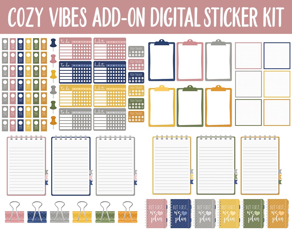 Cozy Vibes Add-On Digital Planner Sticker Mega Kit | GoodNotes, iPad and Android | Autumn, Trackers, To Do, Hobonichi