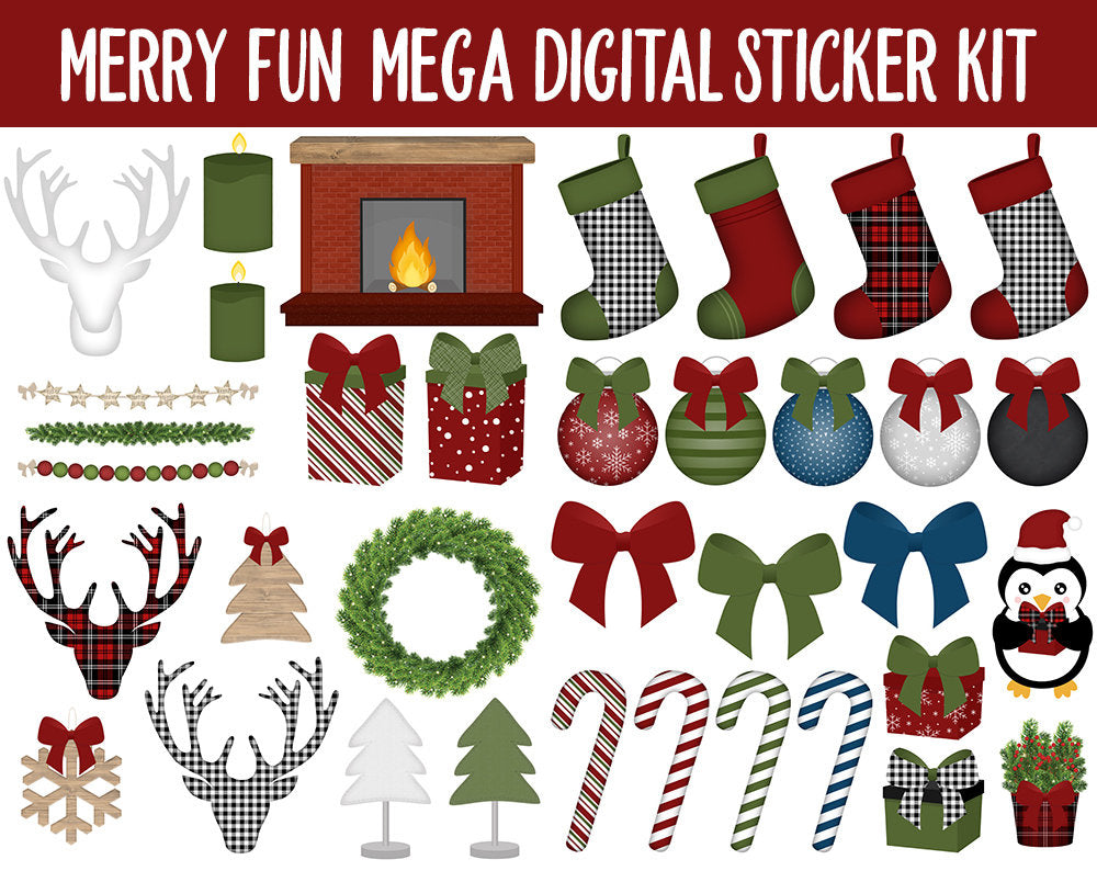 Merry Fun Digital Sticker Mega Bundle | GoodNotes & iPad | Christmas, Holiday, December, Calendar Dates, Trackers and More!