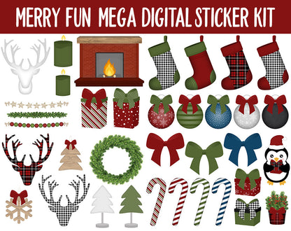 Merry Fun Digital Sticker Mega Bundle | GoodNotes & iPad | Christmas, Holiday, December, Calendar Dates, Trackers and More!