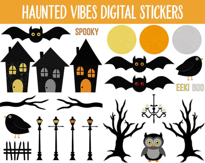 Haunted Vibes Halloween Digital Stickers | GoodNotes, iPad and Android | Ghosts, Pumpkins, Spooky Home