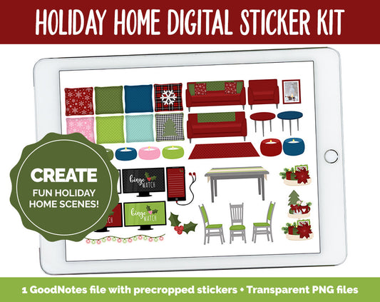 Holiday Home Digital Planner Stickers | GoodNotes, iPad and Android | December, Christmas, Home