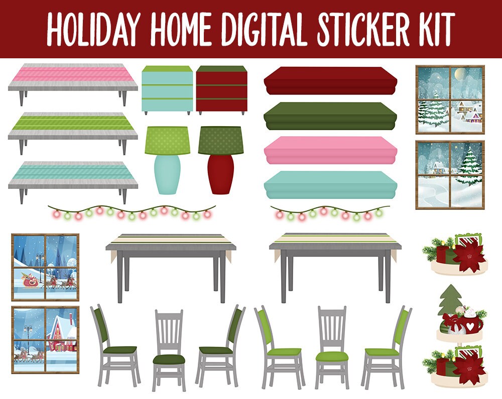 Holiday Home Digital Planner Stickers | GoodNotes, iPad and Android | December, Christmas, Home