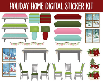 Holiday Home Digital Planner Stickers | GoodNotes, iPad and Android | December, Christmas, Home
