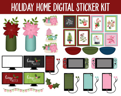 Holiday Home Digital Planner Stickers | GoodNotes, iPad and Android | December, Christmas, Home