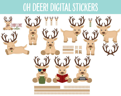 Oh Deer! Digital Stickers | GoodNotes, iPad and Android | Reindeer, Christmas, Holiday