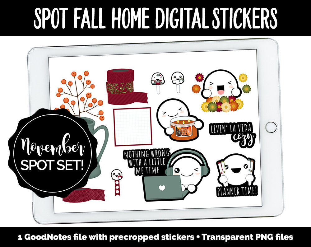 Spot Fall Home Digital Stickers | GoodNotes, iPad and Android | Home, Furniture, Fall, Thanksgiving