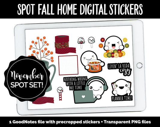 Spot Fall Home Digital Stickers | GoodNotes, iPad and Android | Home, Furniture, Fall, Thanksgiving