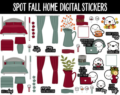 Spot Fall Home Digital Stickers | GoodNotes, iPad and Android | Home, Furniture, Fall, Thanksgiving