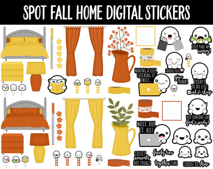 Spot Fall Home Digital Stickers | GoodNotes, iPad and Android | Home, Furniture, Fall, Thanksgiving
