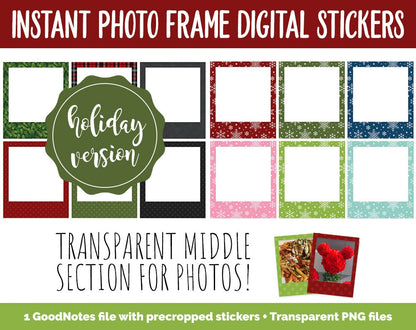 Holiday Photo Frame Digital Stickers Pack | GoodNotes, iPad and Android | Christmas, Memory Keeping, Scrapbooking, Journaling