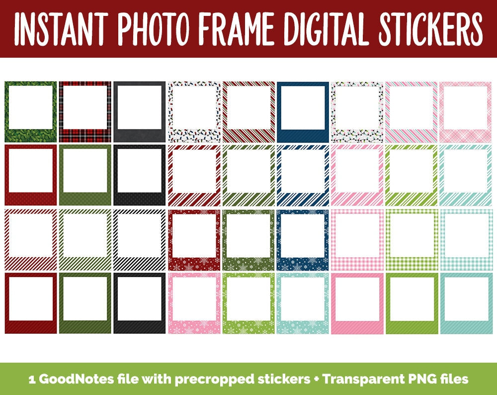 Holiday Photo Frame Digital Stickers Pack | GoodNotes, iPad and Android | Christmas, Memory Keeping, Scrapbooking, Journaling
