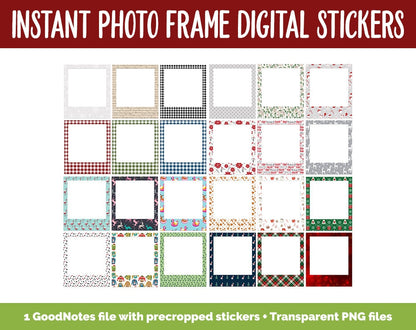 Holiday Photo Frame Digital Stickers Pack | GoodNotes, iPad and Android | Christmas, Memory Keeping, Scrapbooking, Journaling