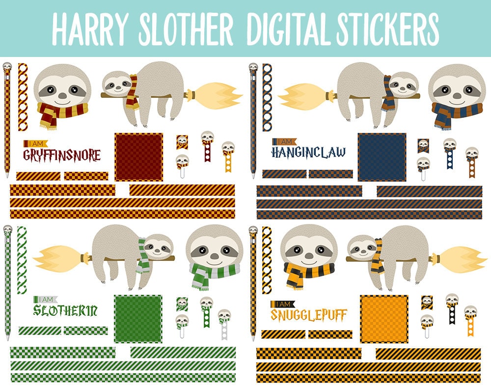 Harry Slother Digital Stickers | GoodNotes, iPad and Android | Sloths, Wizards, School of Magic