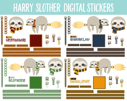 Harry Slother Digital Stickers | GoodNotes, iPad and Android | Sloths, Wizards, School of Magic