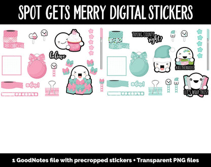 Spot Gets Merry Digital Stickers | GoodNotes, iPad and Android | Christmas, Winter, Holidays