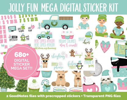 Jolly Fun Digital Sticker Mega Bundle | GoodNotes & iPad | Christmas, Holiday, December, Calendar Dates, Trackers and More!