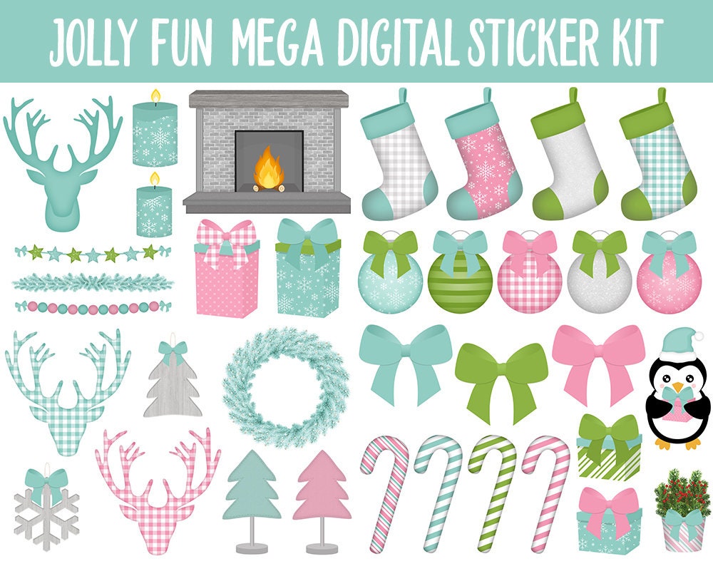 Jolly Fun Digital Sticker Mega Bundle | GoodNotes & iPad | Christmas, Holiday, December, Calendar Dates, Trackers and More!