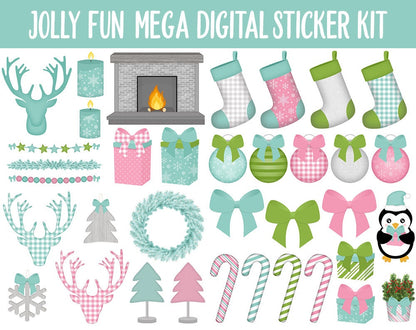 Jolly Fun Digital Sticker Mega Bundle | GoodNotes & iPad | Christmas, Holiday, December, Calendar Dates, Trackers and More!
