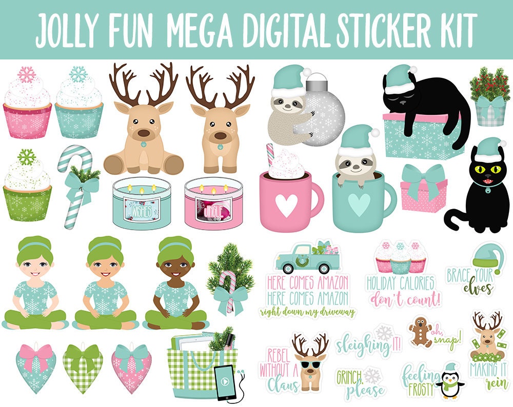 Jolly Fun Digital Sticker Mega Bundle | GoodNotes & iPad | Christmas, Holiday, December, Calendar Dates, Trackers and More!