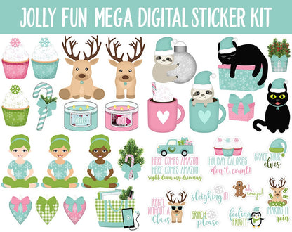 Jolly Fun Digital Sticker Mega Bundle | GoodNotes & iPad | Christmas, Holiday, December, Calendar Dates, Trackers and More!