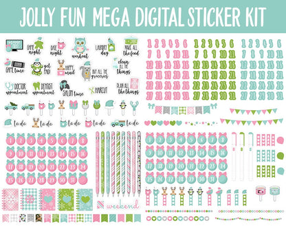 Jolly Fun Digital Sticker Mega Bundle | GoodNotes & iPad | Christmas, Holiday, December, Calendar Dates, Trackers and More!