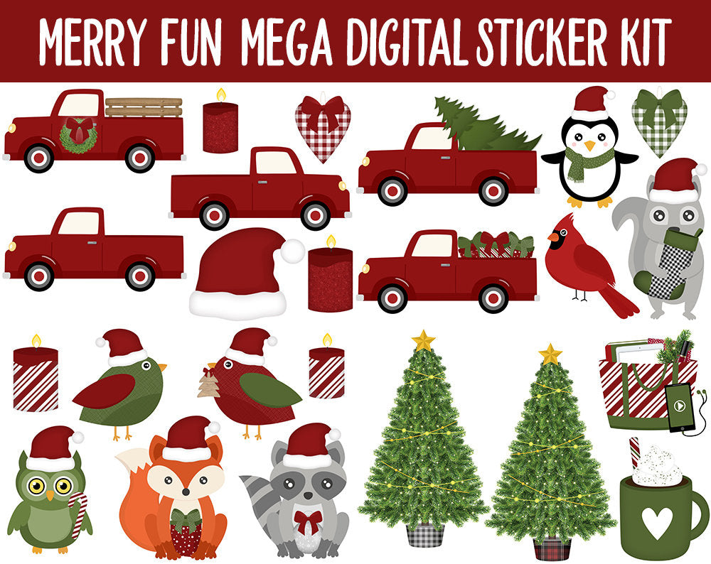 Merry Fun Digital Sticker Mega Bundle | GoodNotes & iPad | Christmas, Holiday, December, Calendar Dates, Trackers and More!