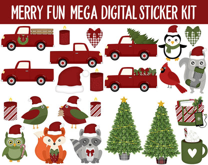 Merry Fun Digital Sticker Mega Bundle | GoodNotes & iPad | Christmas, Holiday, December, Calendar Dates, Trackers and More!