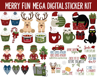 Merry Fun Digital Sticker Mega Bundle | GoodNotes & iPad | Christmas, Holiday, December, Calendar Dates, Trackers and More!