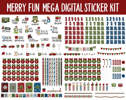 Merry Fun Digital Sticker Mega Bundle | GoodNotes & iPad | Christmas, Holiday, December, Calendar Dates, Trackers and More!