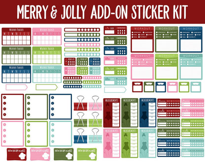 Merry & Jolly Add-On Digital Planner Stickers | GoodNotes, iPad and Android | December, Christmas, Trackers, Meal Planning, Fitness