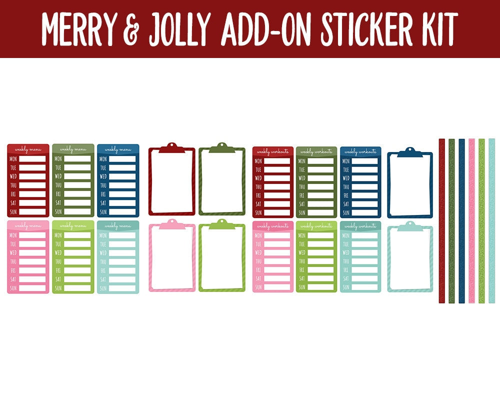 Merry & Jolly Add-On Digital Planner Stickers | GoodNotes, iPad and Android | December, Christmas, Trackers, Meal Planning, Fitness