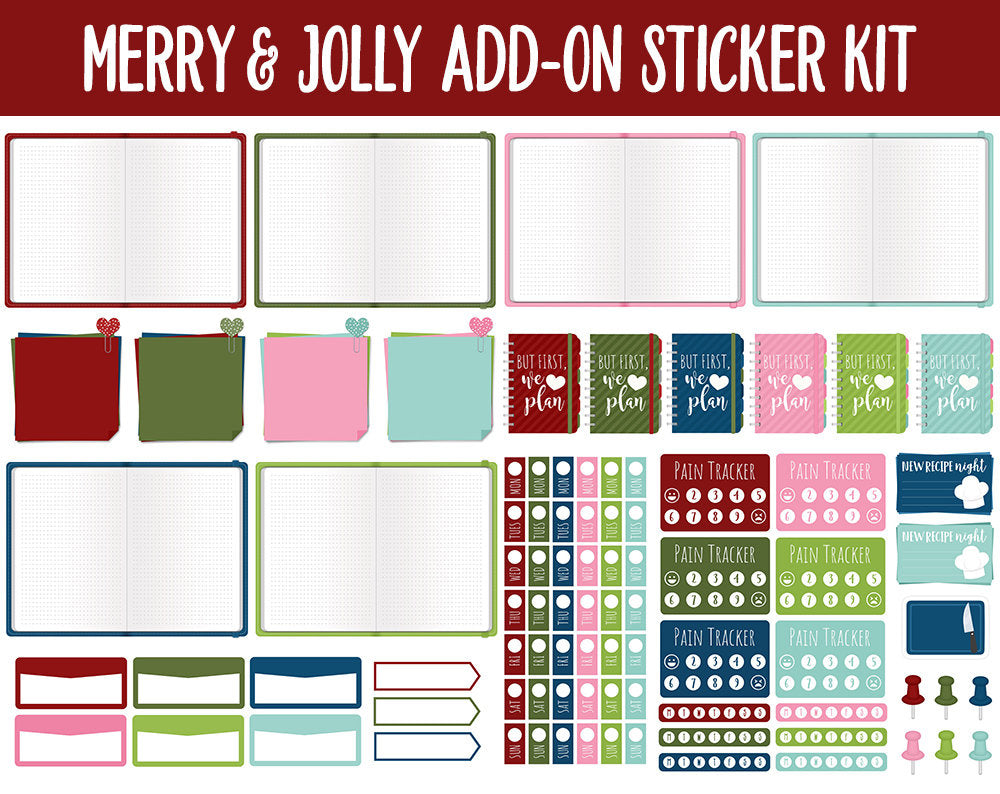 Merry & Jolly Add-On Digital Planner Stickers | GoodNotes, iPad and Android | December, Christmas, Trackers, Meal Planning, Fitness