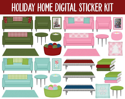 Holiday Home Digital Planner Stickers | GoodNotes, iPad and Android | December, Christmas, Home